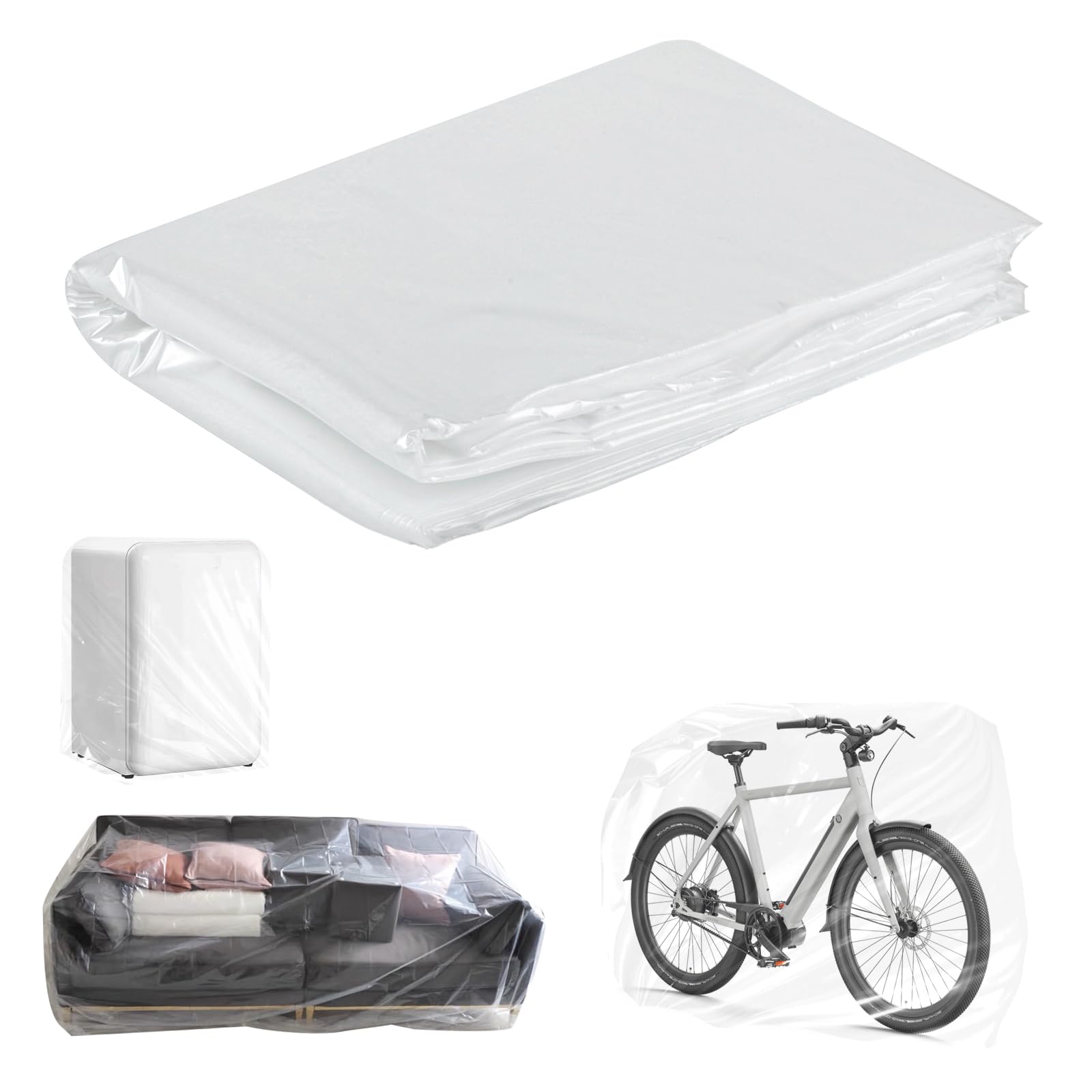 5 Pcs Extra Large Clear Plastic Storage Bags, 150 x 150cm Clear Large Plastic Bags for Clothes, Furniture, Luggage, Suitcase, Quilts, Chair, Bike, Big Plush Storage Bag