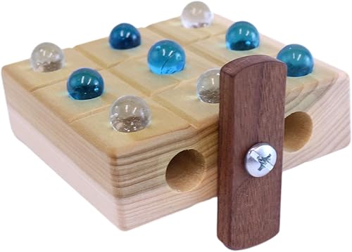 Miniatura 5 de AmishToyBox.com Juego de mármol de madera Tic Tac Toe con almacenamiento integrado para canicas (tabla de roble con tapa de cereza)