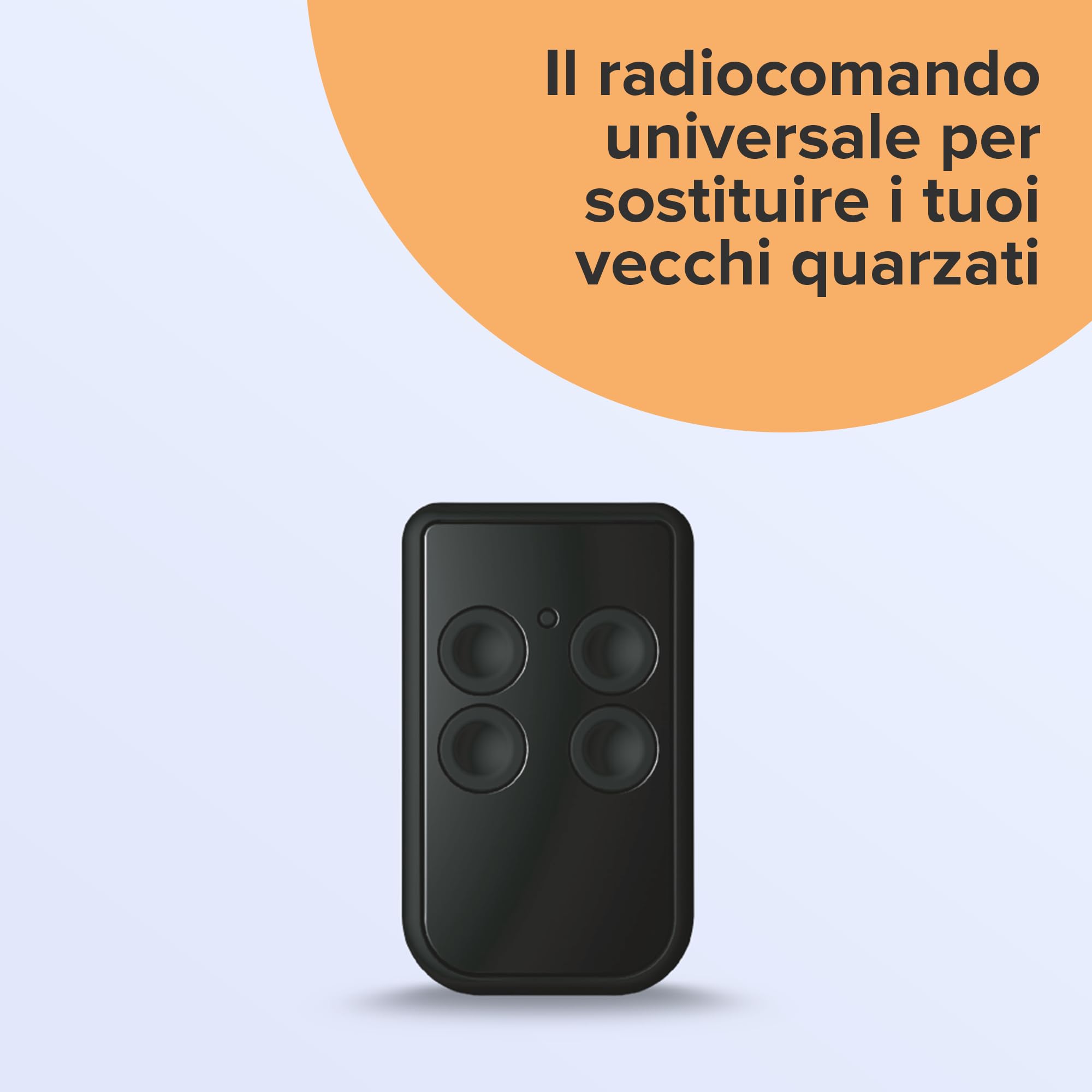 1Control QZERO, Radiocomandi Universali Quarzati a 4 Tasti. Sostituisce fino a 4 telecomandi Quarzati da 21 MHz a 47 MHz, anche di marche e frequenze diverse. Bianco - Made in Italy (Nero)