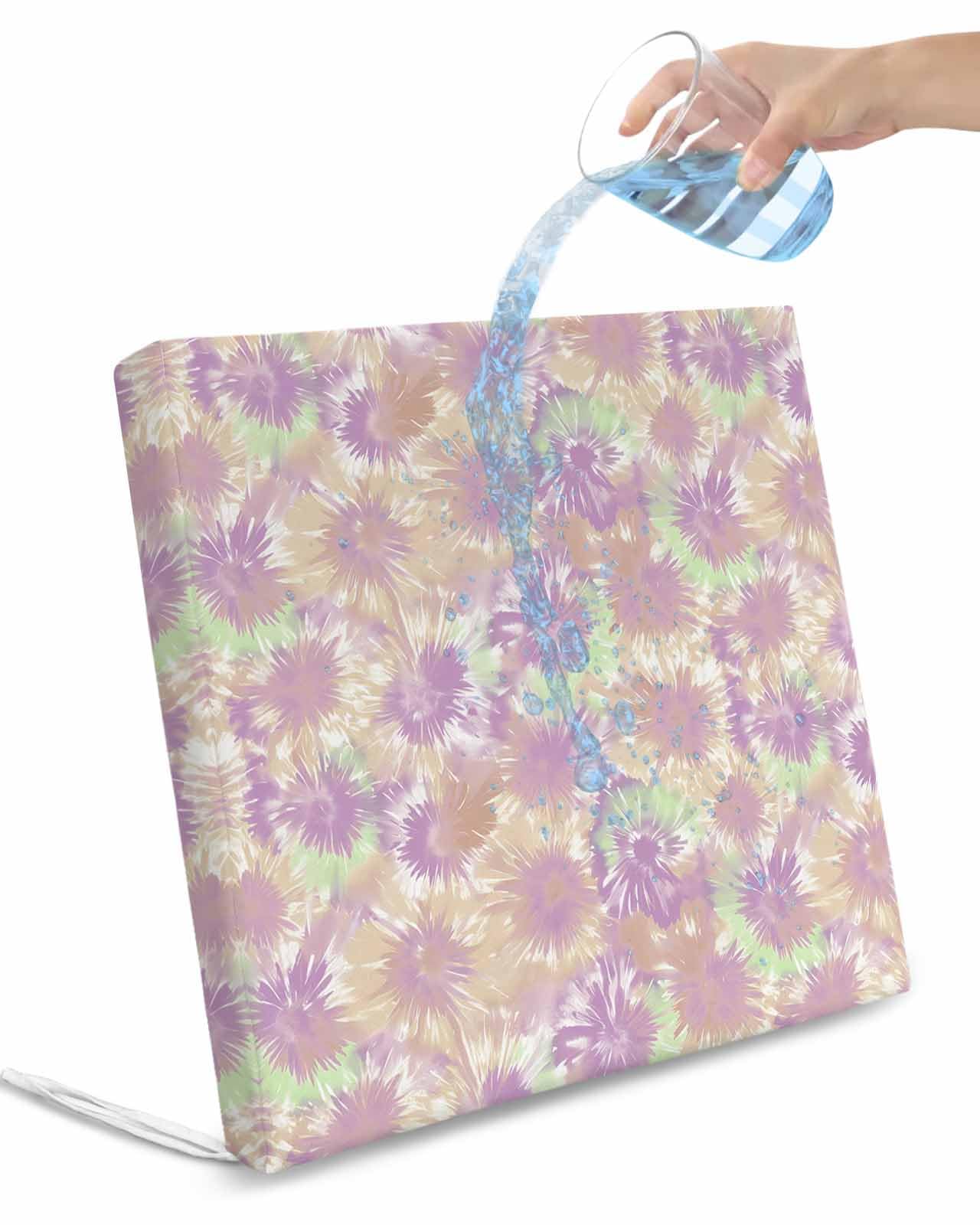 Edwiinsa Tie Dye Indoor/Outdoor Seat Cushions Cover,Waterproof Patio Chaise Lounge Cushion Cover for Beach Pool Side Chair Cushions 22x20x2 Pieces Rainbow Stained Boho Pastel Art Deco Aesthetics