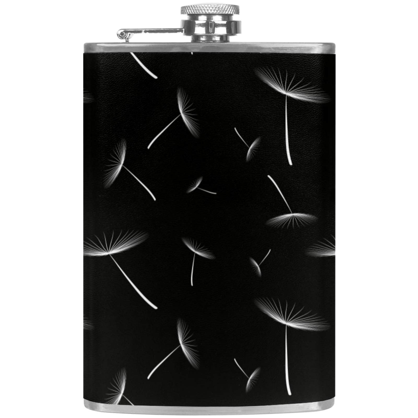 Flasque à whisky en cuir élégante et bouteille de vin noire