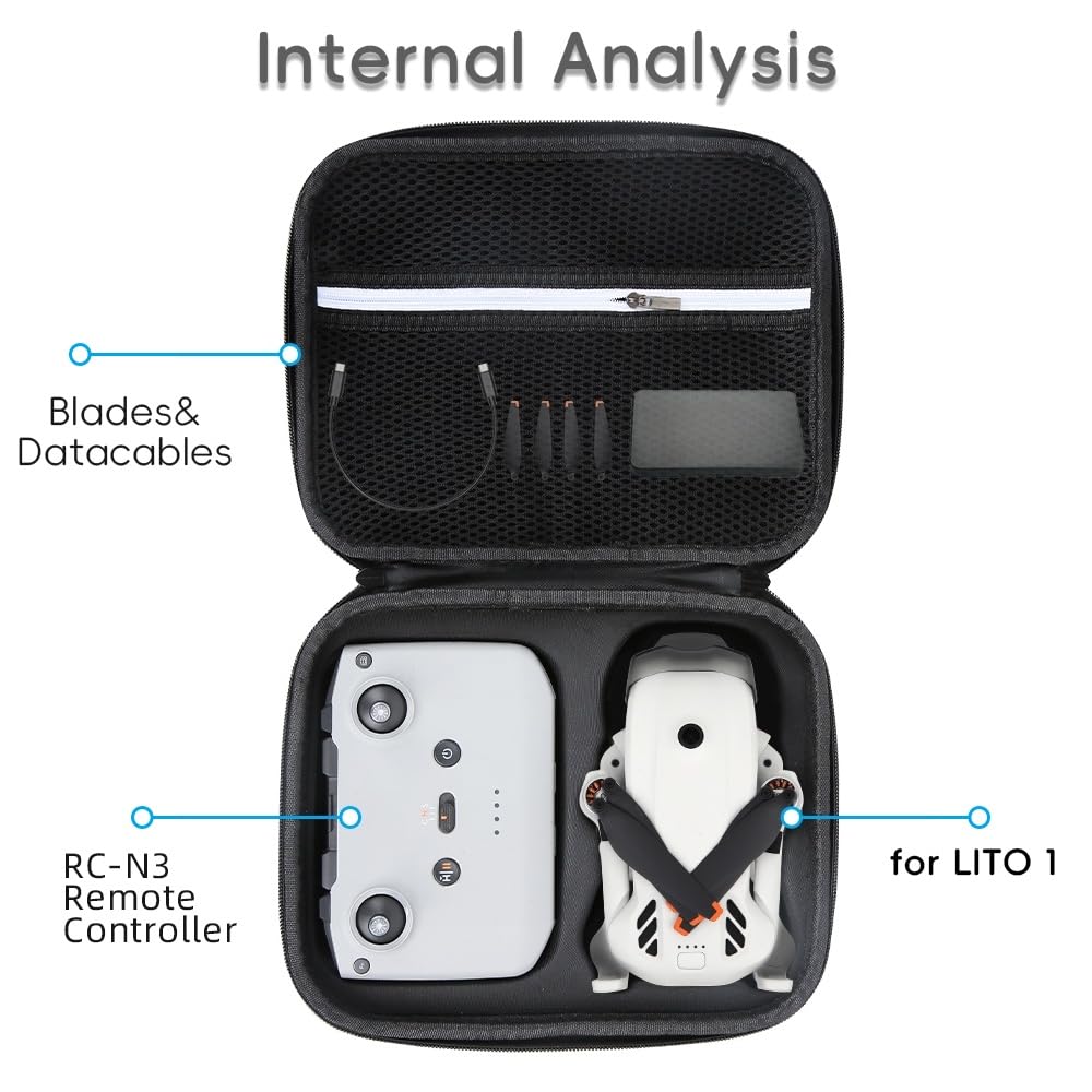 Étui de transport rigide pour DJI Lito X1/Lito1, sac de rangement portable étanche en polyuréthane avec housse de protection de voyage et bandoulière, pour drone Lito X1 Lito1, batterie, télécommande