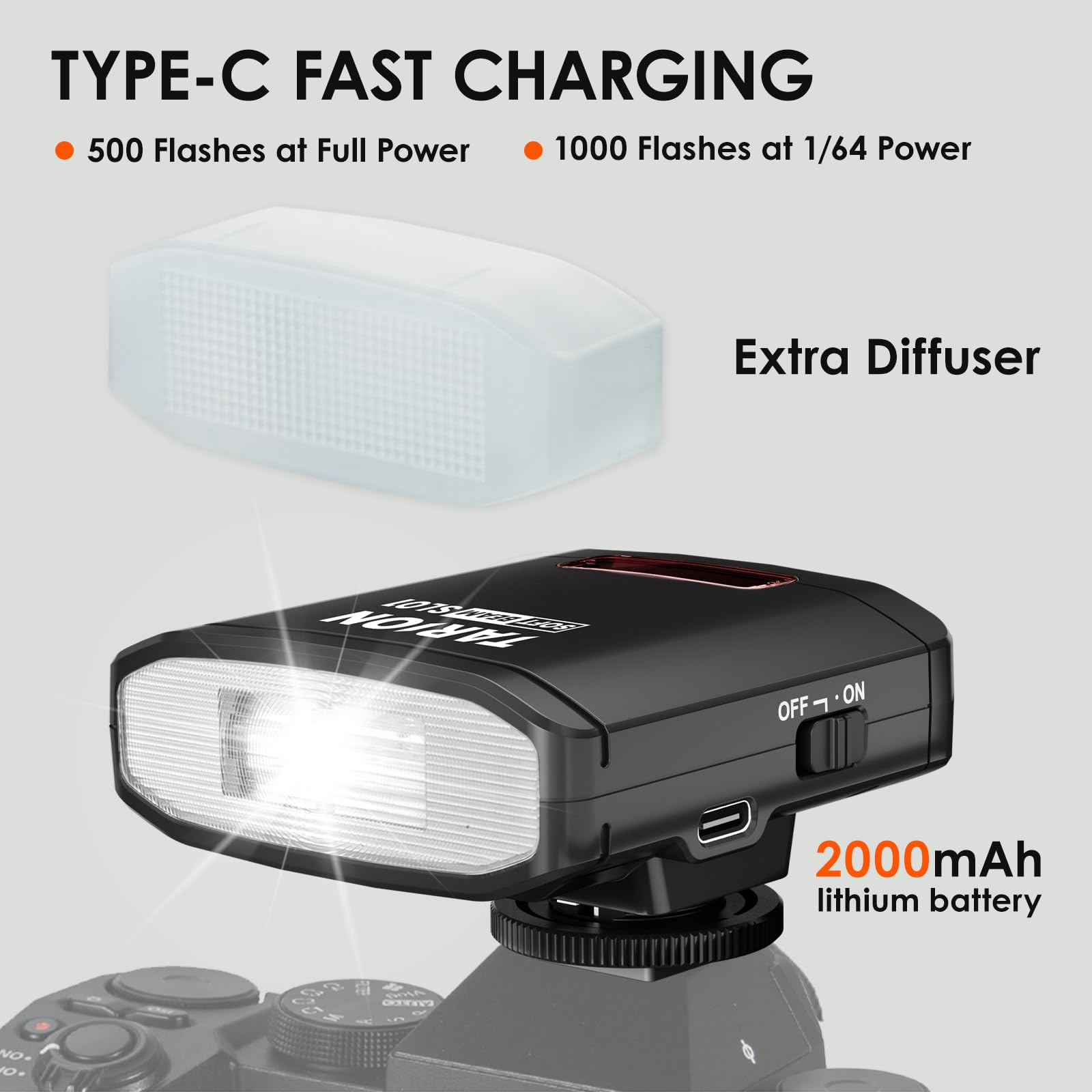 TARION Lampa błyskowa do aparatu fotograficznego Speedlite - Mini GN13 Hot Shoe Flash z optycznym sterowaniem S1/S2 22 poziomy mocy błysku kompatybilna z aparatami Canon Nikon Sony Fuji Olympus DSLR