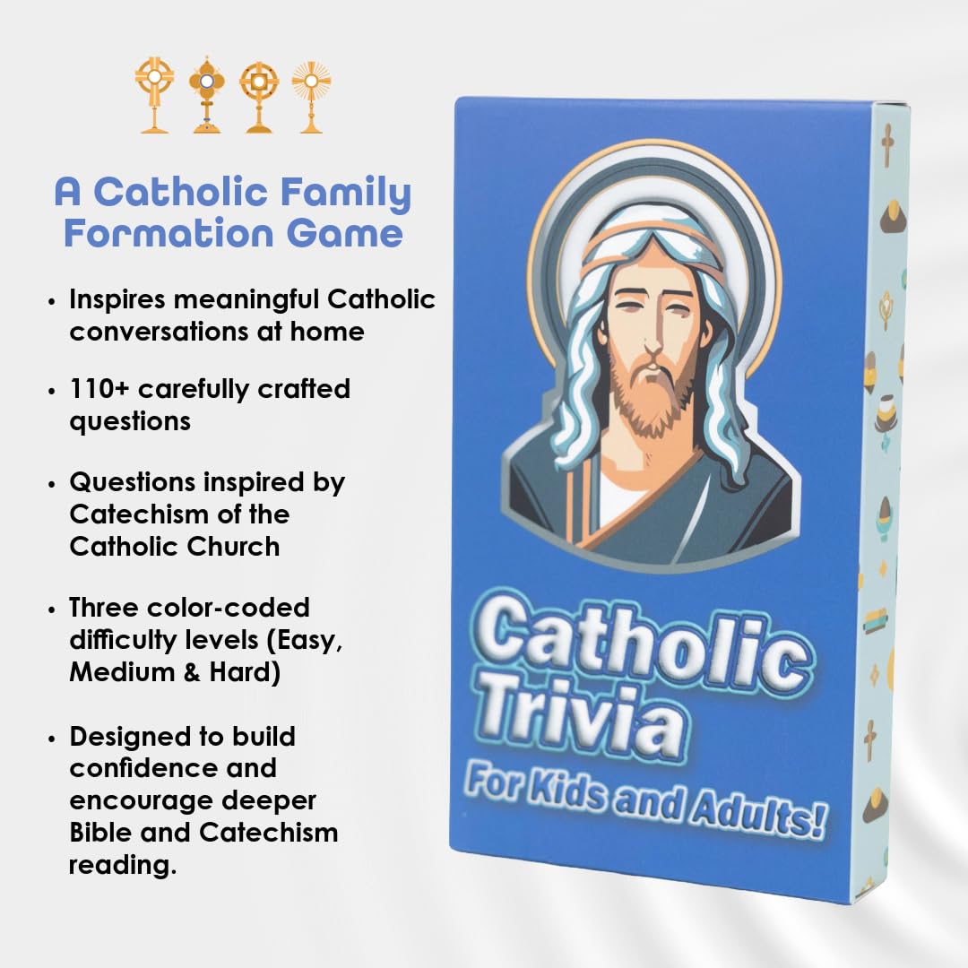 Catholic Gift for Kids & Teens – Family Faith Card Game | Catholic Trivia for Dinner Conversations, PSR Groups, Youth Groups, Religious Education
