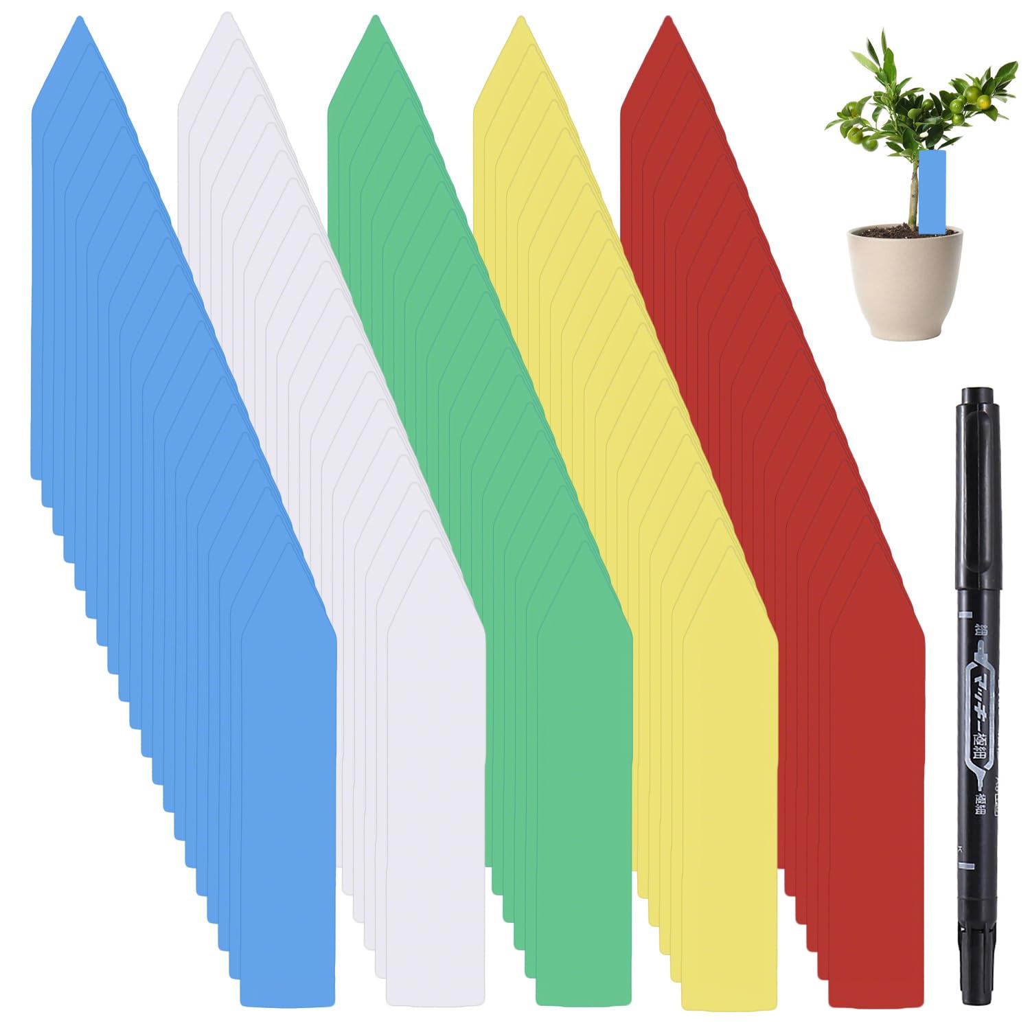 Plastic Plant Tags,100 Plant Tags and Labels,White Plant Name Labels,Suitable for Outdoor Use,for Seeds,Seedlings,Vegetables, Flowers,Potted Plants (with Pen) — view 10