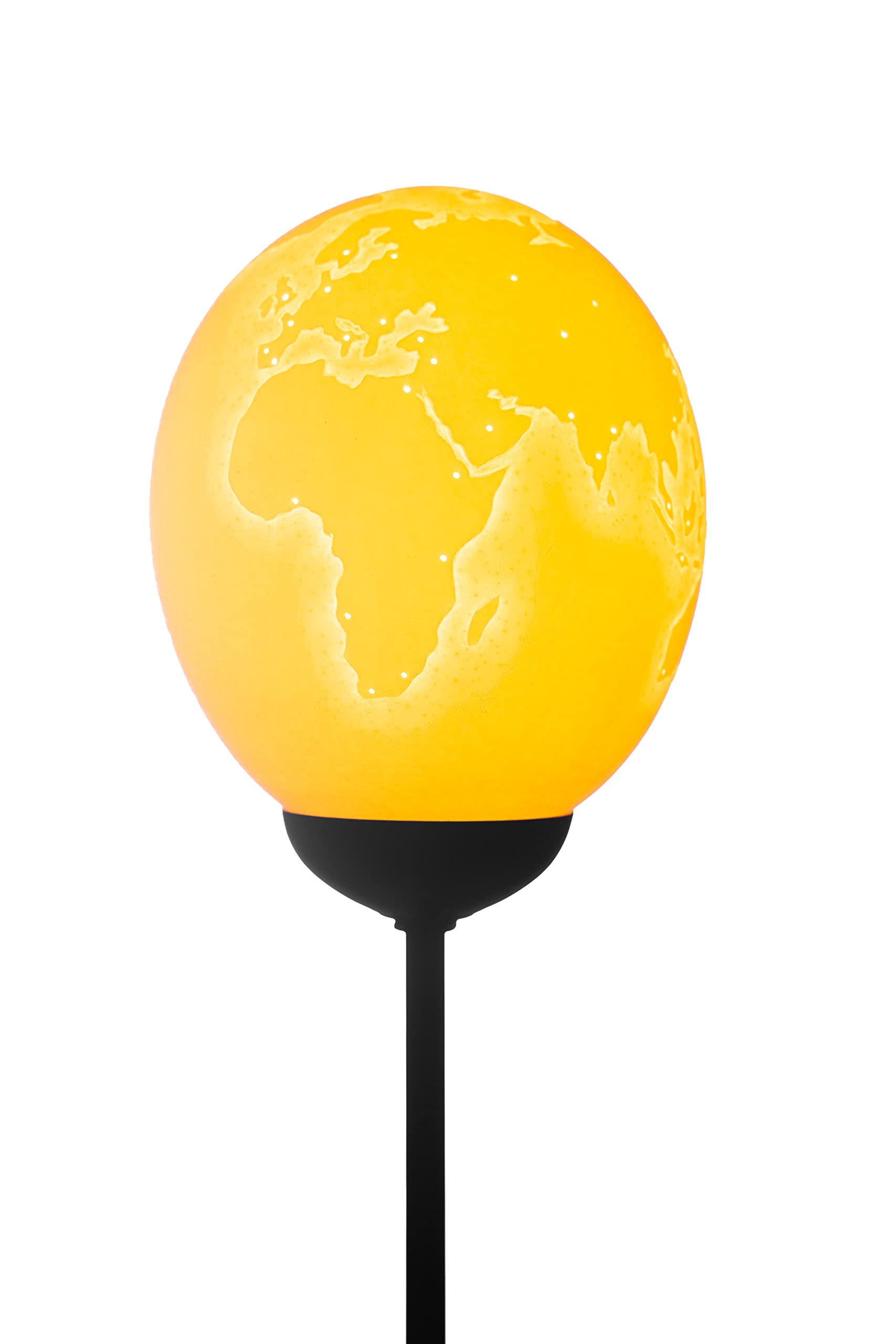 World map carved ostrich egg lamp