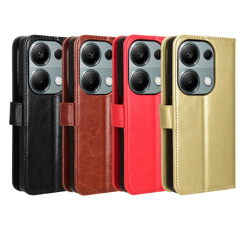 BaiFu Hoesje voor Xiaomi Poco M6 Pro 4G, PU-lederen magnetische