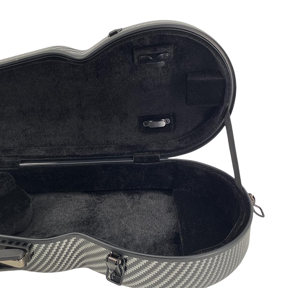 Custodia rigida per violino 4/4 in carbonio composito, da viaggio, imbottitura a sospensione, cinghie per zaino, struttura ultraleggera, protezione, impermeabile, durevole (nero)