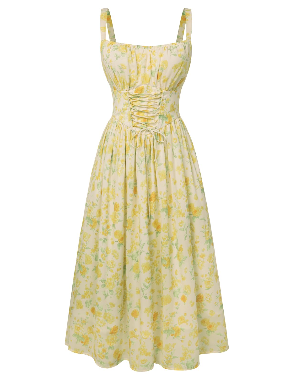 SCARLET DARKNESS Robe d'été pour femme - Robe d'été décontractée à motif floral - Sans manches - Bretelles spaghetti - Robe corset victorienne pour femme
