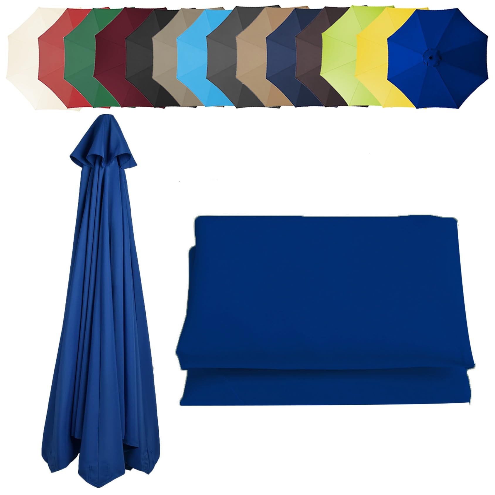 6 Ribs/8 Ribs Replacement Parasol Cover, Umbrella Canopy Replacement, Sun Umbrella Replacement Cloth, Garden Parasol Canopy Cover (6.5ft/8.8ft/9.8ft | 200cm/2.7m/300cm)(Color:Royal blue,Size:8 ribs-3m