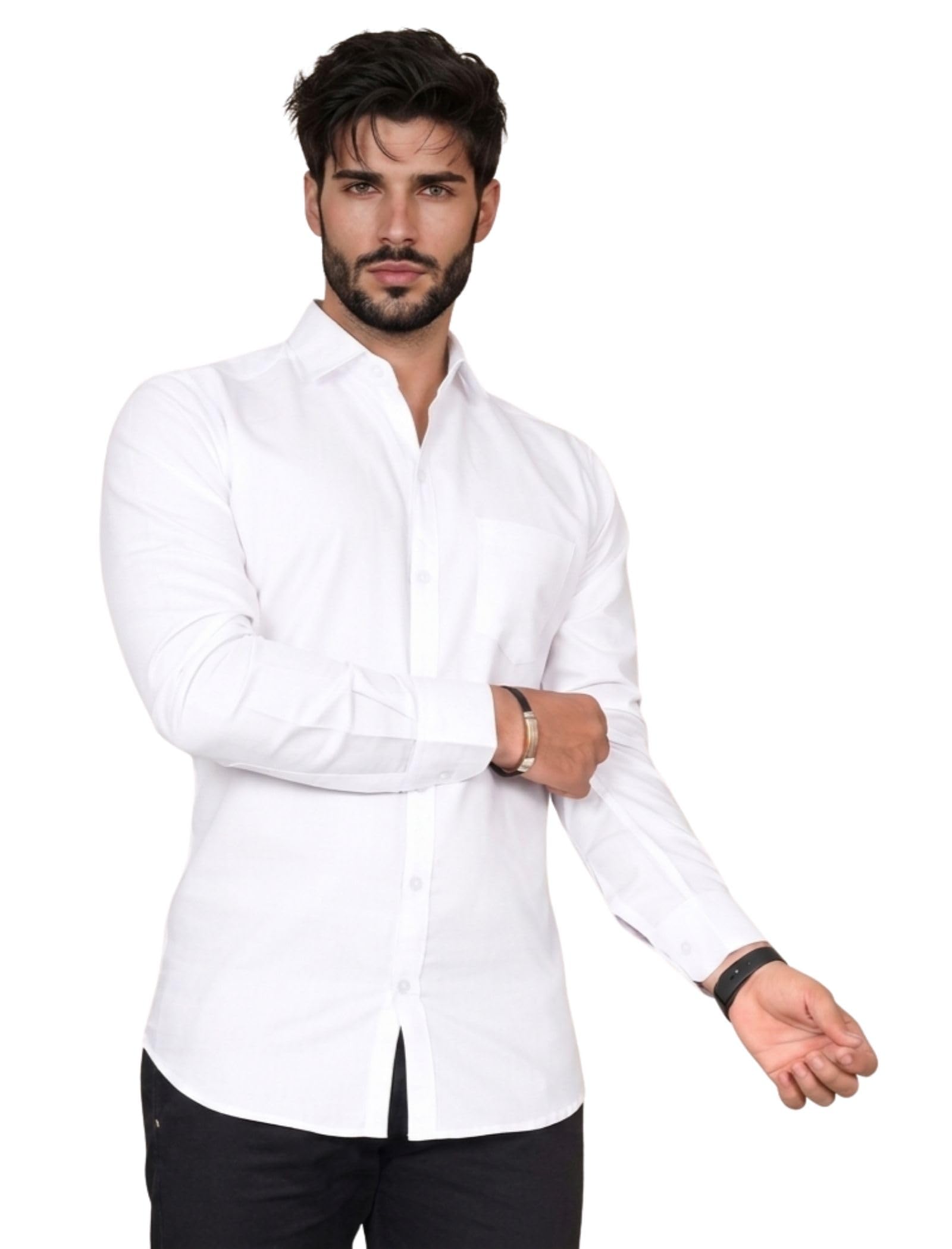 j.ver Full Sleeve Black Formal Shirt for Men Cotton Regular Fit Casual - Pure Premium Branded Shirts for Men Formal Stylish Slim Plain Solid Man Wear as Office and Party-picture-34