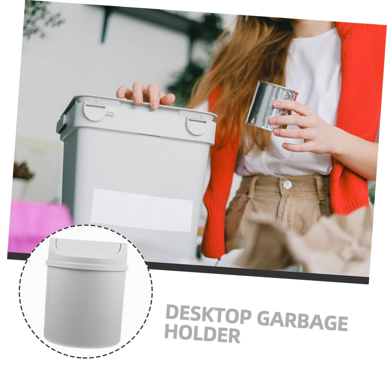 BUGUUYO 2pcs Miniature Rubbish Bucket Desk Trash Can Lidded Pp Material Office Home Dorm