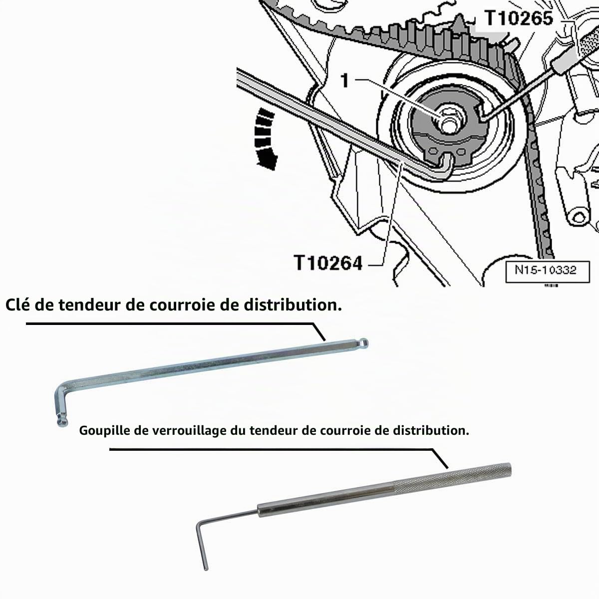 DPTOOL Outil de réglage du moteur, kit courroie de distribution d'arbre à cames compatible avec VW VAG Audi SEAT Skoda 1.6 2.0 TDI Common Rail Diesel Remplacement T10265 T10060A T10051 T10490 T10264