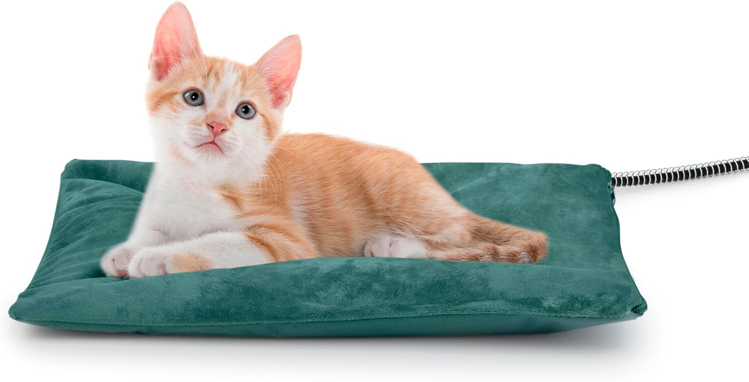 Outdoor Heated Dog Bed, Soft Pet Heating Pad with Steel-Wrapped Cord, Outside Pet Warmer for Feral Cats and Dogs, 35.4" x 23.6", 80 Watts