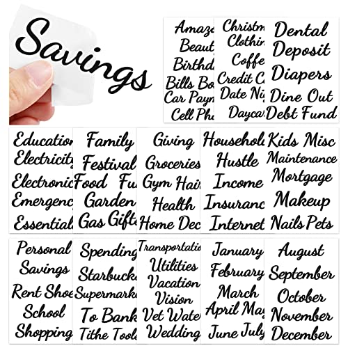 80 Budget Binder Label Stickers - Budget Categories Adhesive Labels Decal For A6 Cash Envelopes & Finance Planner, Black Bold Budget List Money Sticker For Zipper Pocket, Money Bill Organizer Wallet #TOP3