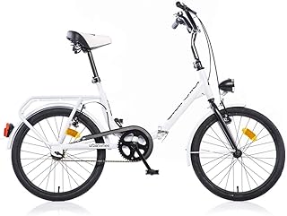 Dino Bikes Bicicletta Pieghevole Bianca in Acciaio 20 Pollici per Adulti
