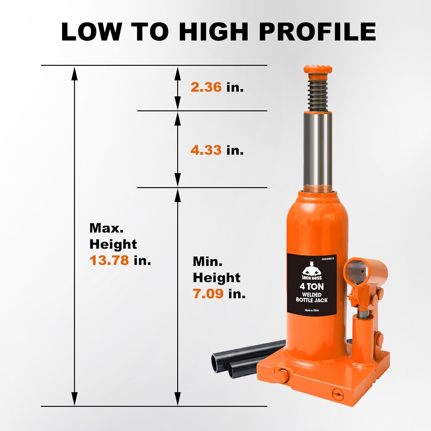 Jack Boss Bottle Jack 4 Ton (8,000 LBs) Hydraulic Car Jack, Fit for Auto Truck Repair and House Lift, Orange