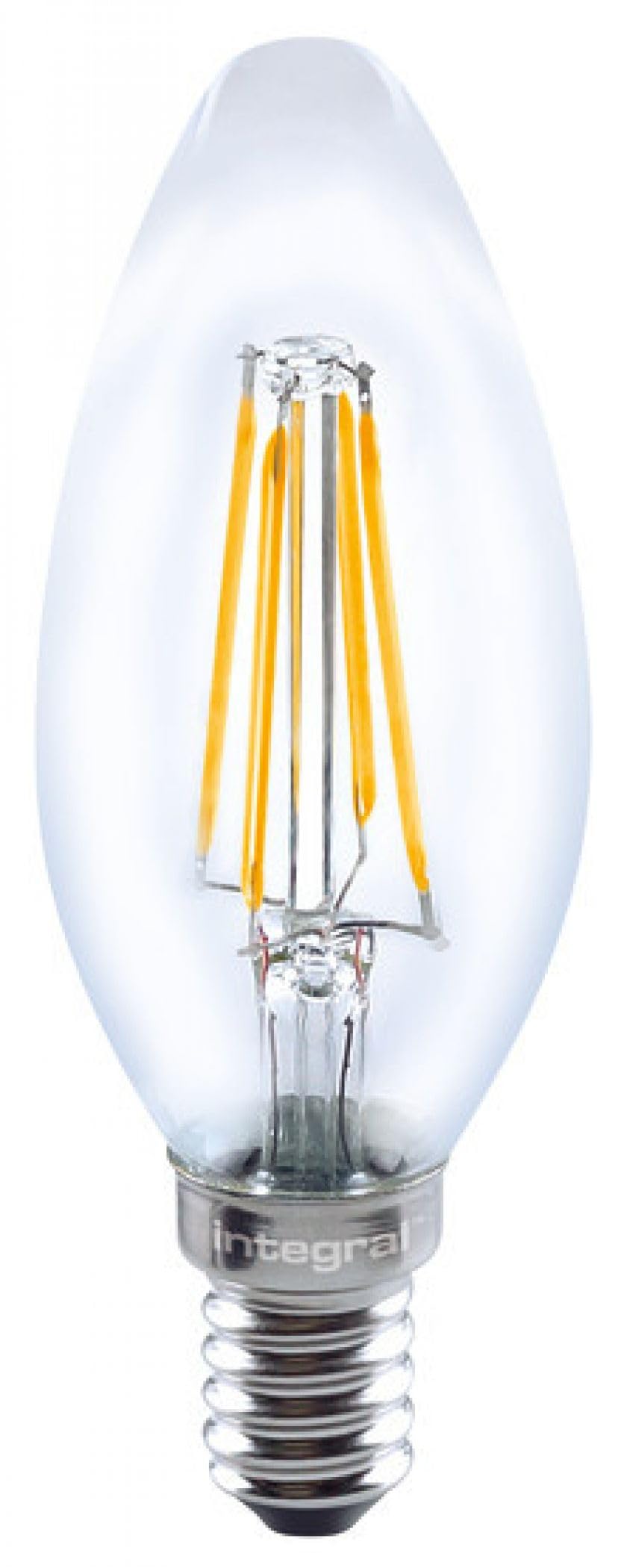 Clear 3.4w Filament LED Candle Non Dimmable 2700K E14 470lm =40w Integral