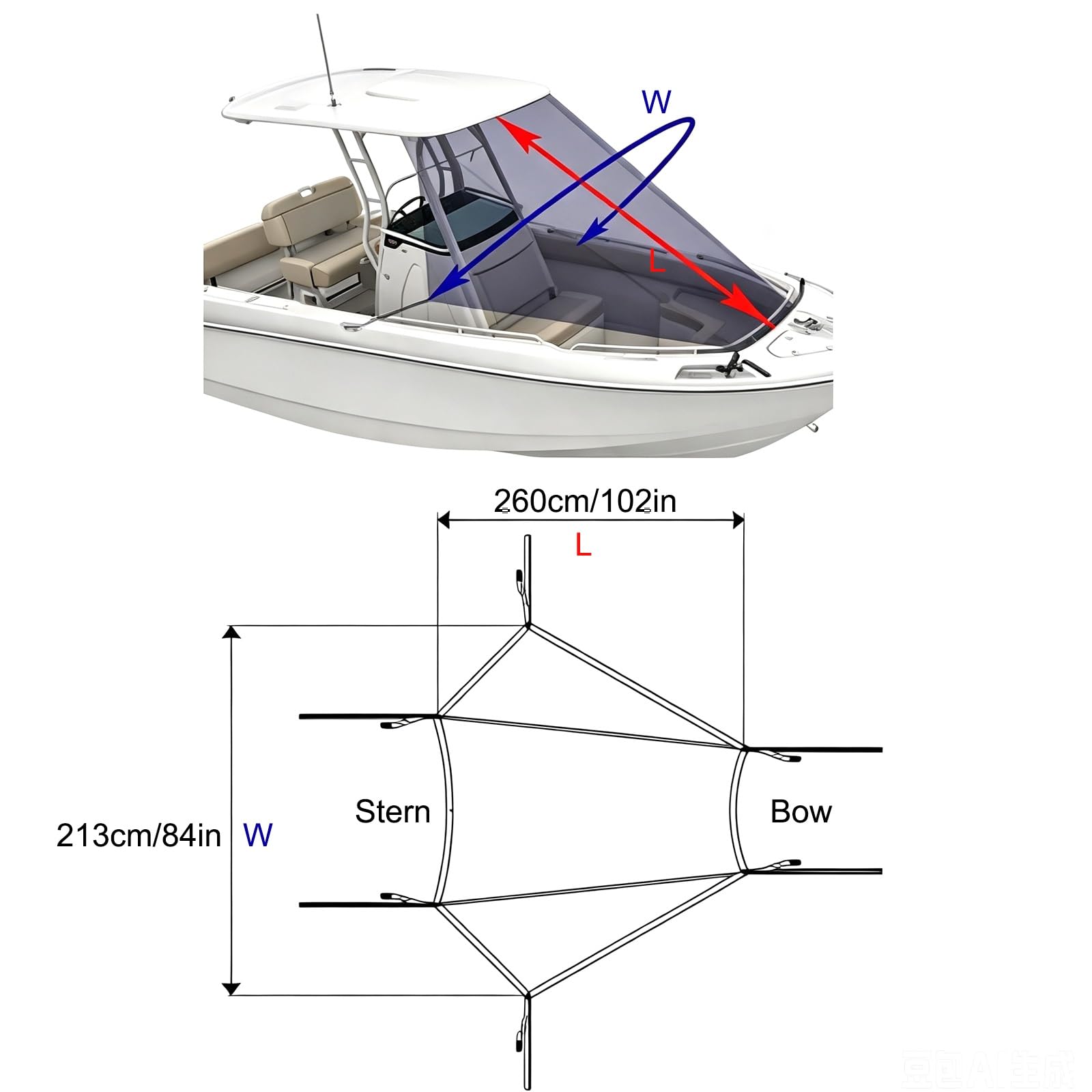 Osłona Przeciwsłoneczna do Łodzi Wodoodporna, Bimini do Łodzi