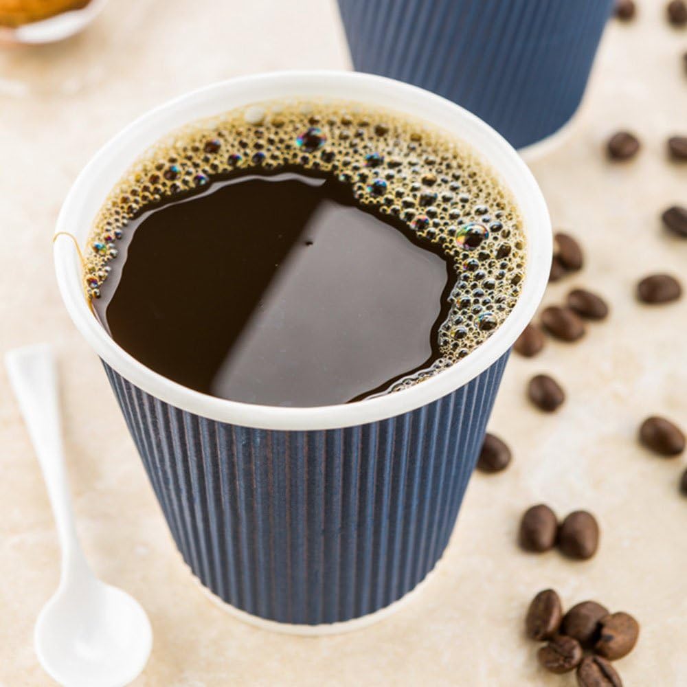 Restaurantware Ripple Wall Coffee Cups 25 Count 8 Ounce Insulated Midnight Blue Paper Cups, Rolled Rim Spill-Resistant Disposable Paper Non-Slip for Coffee, Beverages - Image 7