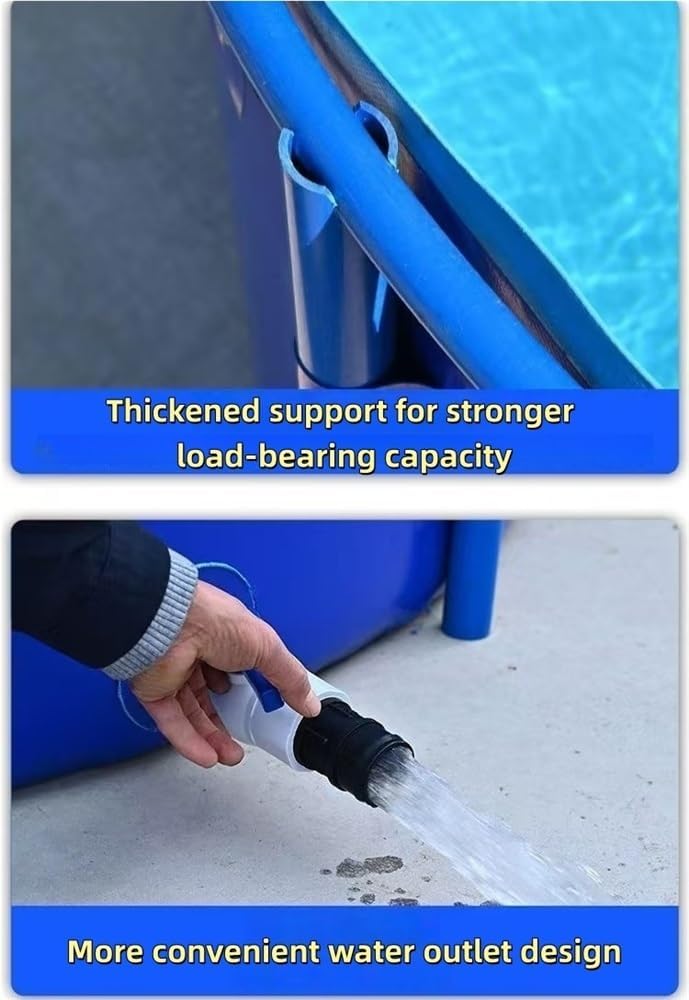 Blue Folding Aquaculture Tank, Canvas Above Ground Fish Pond, Round Koi Pond with Drain Valve for Aquatic Products Breeding(39.4X H31.5in)