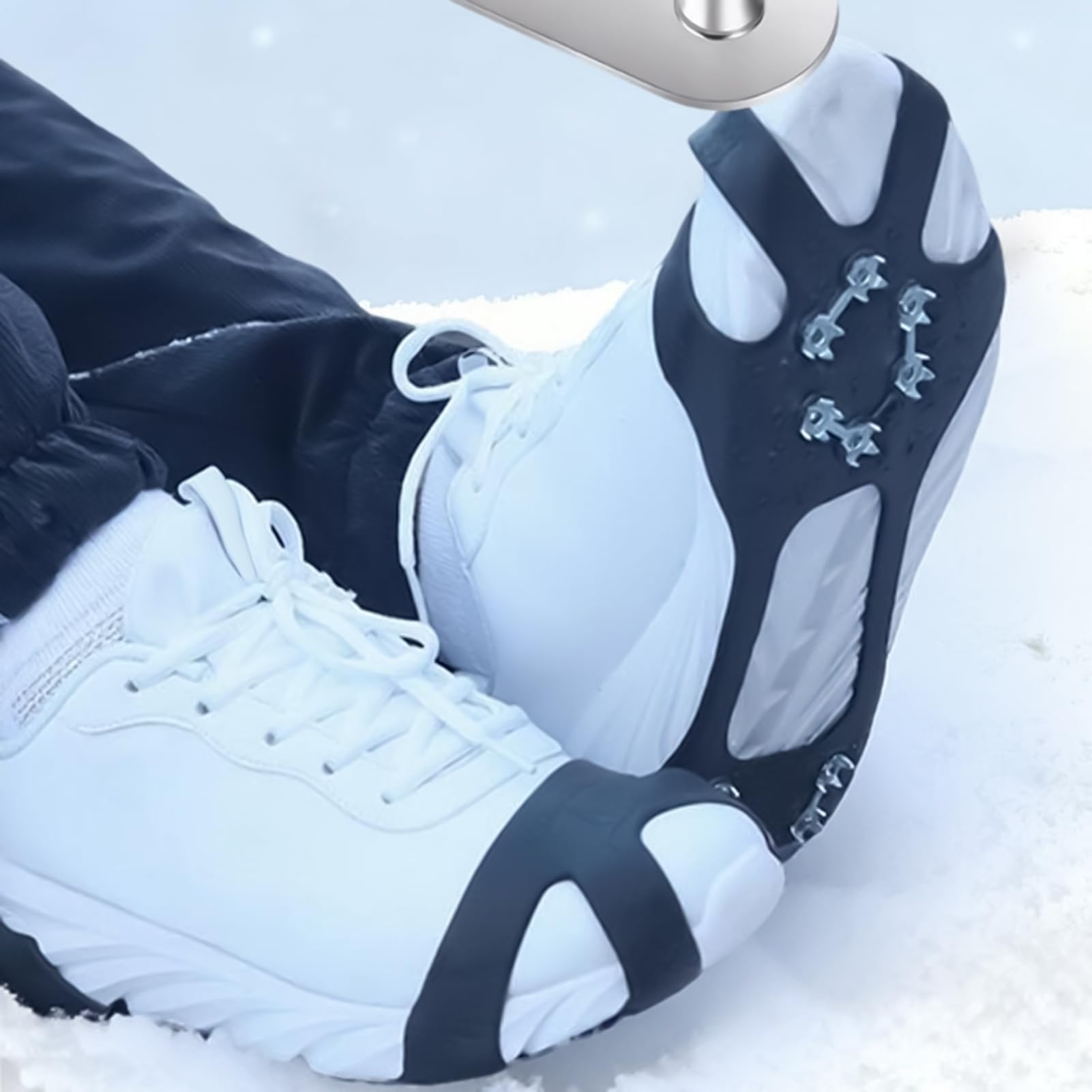 Tacchetti da ghiaccio antiscivolo per scarpe, 10 tacchetti per la trazione del ghiaccio, per lavoro all'aperto, inverno, pendolarismo, escursionismo, camminata, arrampicata, alpinismo, mattina