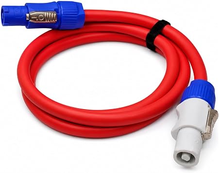 PowerCon Cable, 12AWG 3FT PowerCon Input to Output Extension Cord, IP65 Waterproof Lockable, Heavy Duty Stage Lighting Power Cable for LED Screen Moving Head Light Audio Equipment