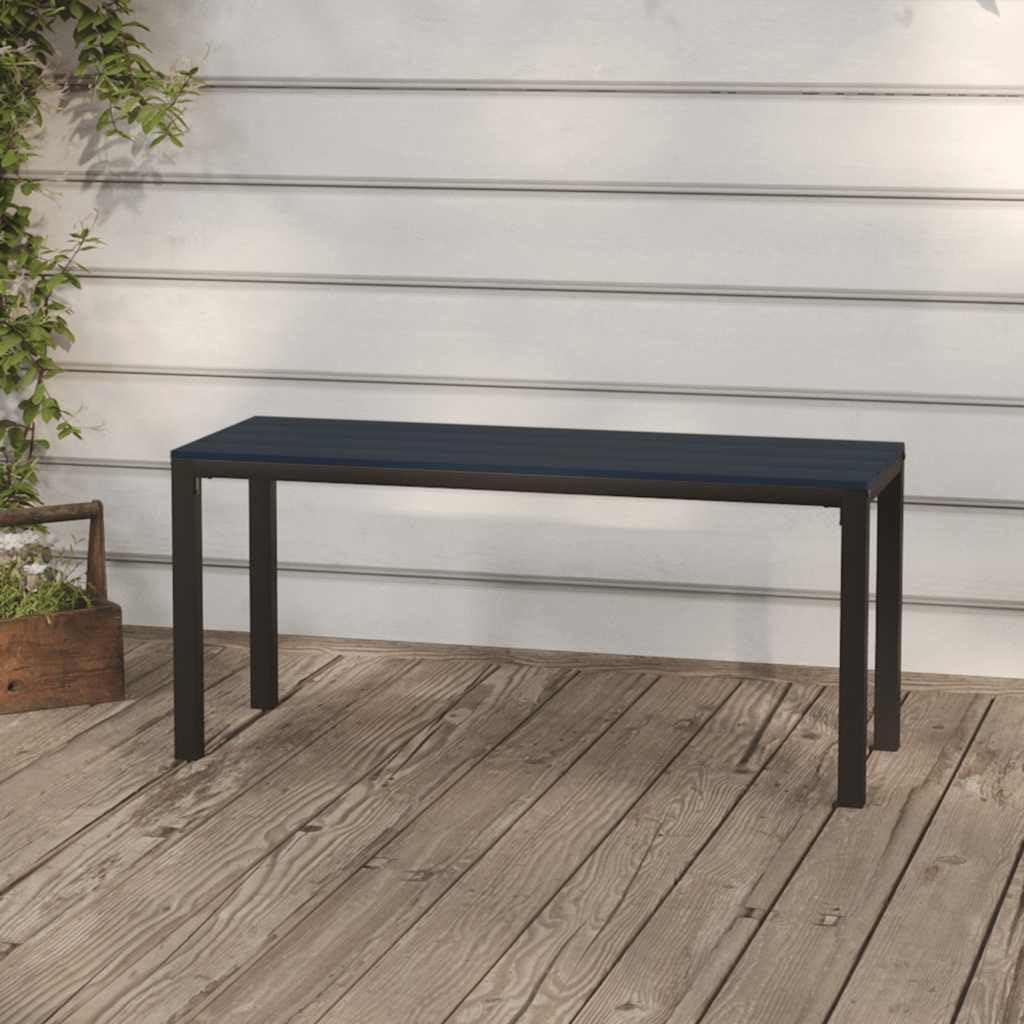 Ławka ogrodowa 110 cm ze stali i WPC, wytrzymała ławka do siedzenia na taras i do ogrodu, trwały materiał kompozytowy z drewna i tworzywa sztucznego, maksymalne obciążenie 110 kg na jedno