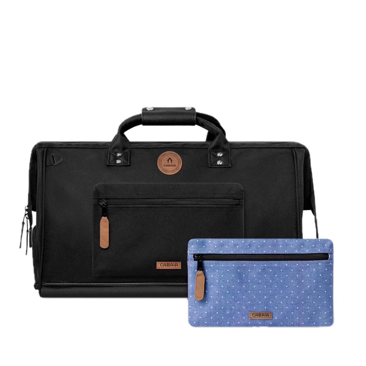 CABAIA - Sac de Voyage Duffle Adventurer Berlin 40L - Compatible Bagage Cabine 45x30x29 - Déperlant & Certifié Vegan - 2 Poches - Compartiment à Chaussures - Sac Week-End, Sac de Sport - Noir