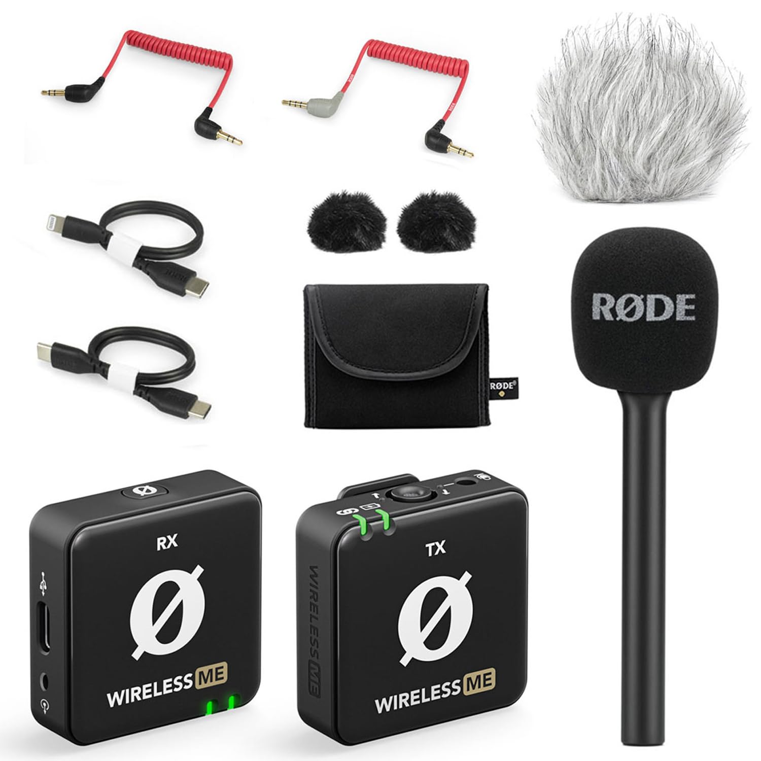 RØDEWireless ME Wireless Microphone System + Interview GO Hand Adapter + Keepdrum Wind Protection