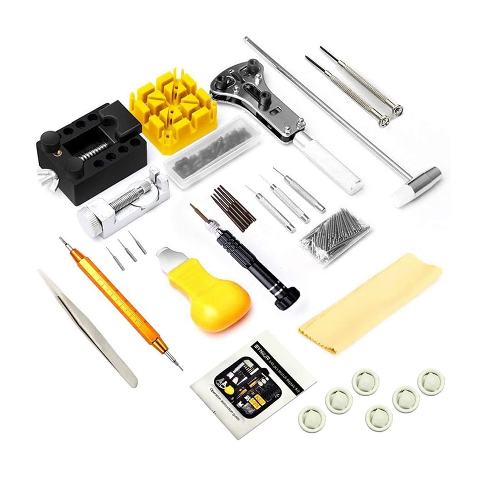 Kit de herramientas de reparación de relojes de 150 piezas, extractor de pasadores de eslabones de reloj, abridor de carcasas, extractor de barra de resorte, reemplazo de batería de reloj, a