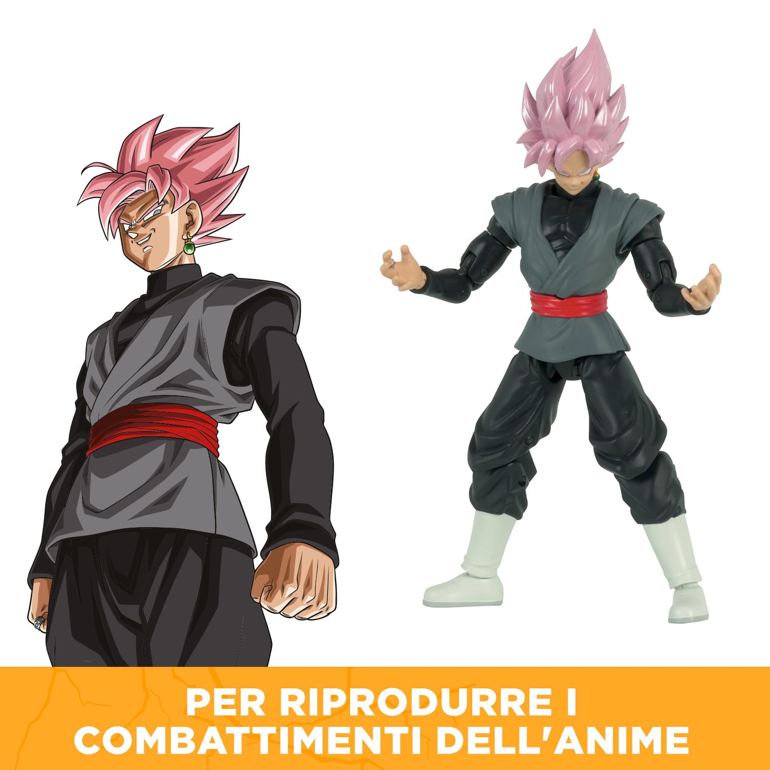 Dragon Ball Super Bandai Action Figure Dragon Stars Super Saiyan Rosé Goku Black 17 cm - Personaggio articolato con accessori - Licenza ufficiale Dragon Ball - Giocattolo dai 4 anni in su - 35866