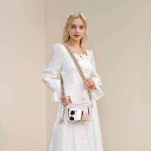 Miniatura 7 de Viva Terry Bolsa transparente aprobada para eventos de estadio, pequeña bolsa cruzada transparente con 2 correas ajustables para artículos de