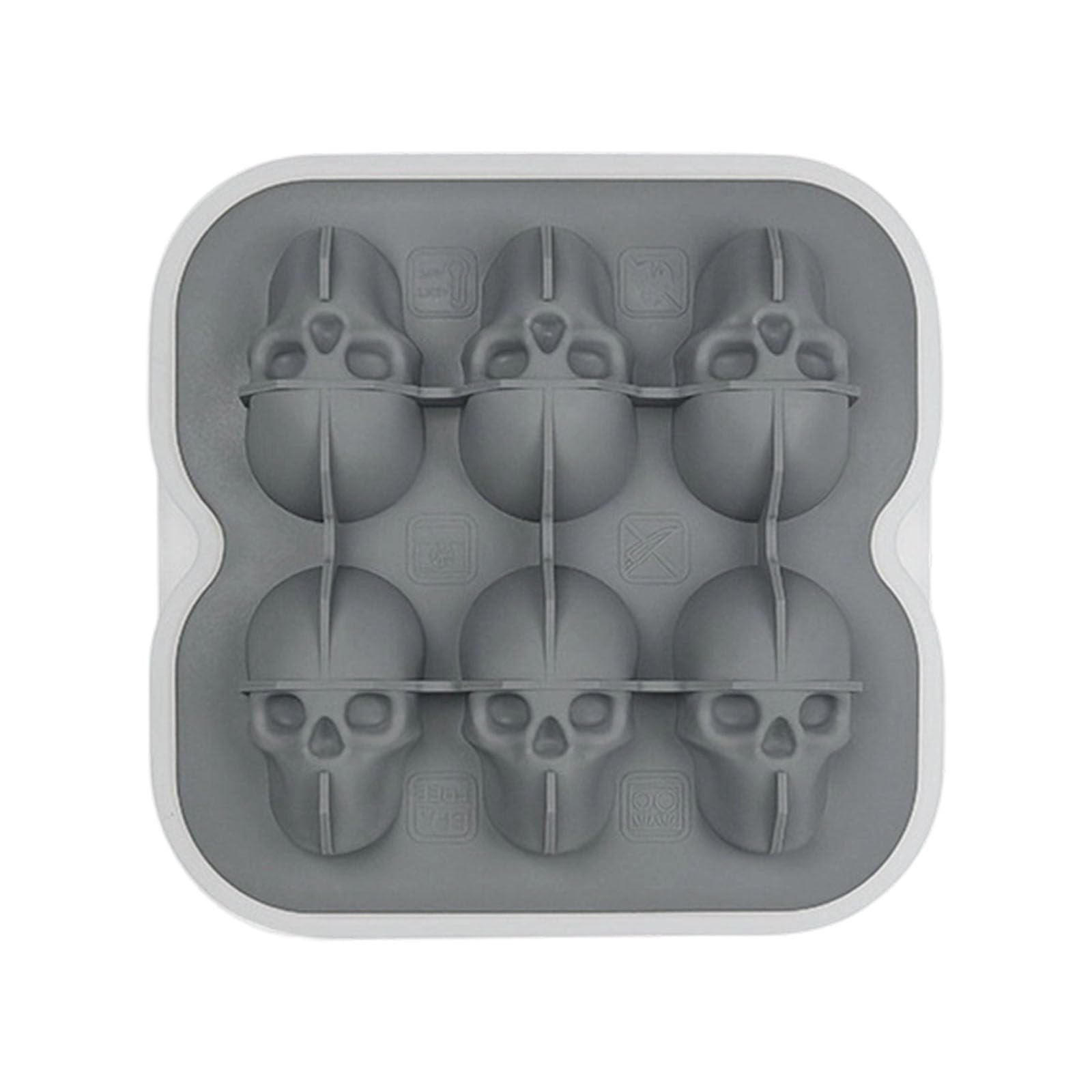 Tsophreniq Silicone Ice Block Mold Tray Halloween Skeleton Make Shot Glass Party Freeze Cocktail Cold Flexible Silicone Ice Tray