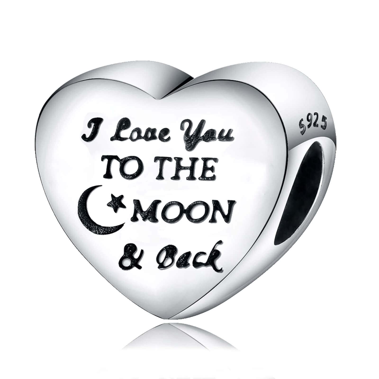 VALGACLS925 Sterling Silver Family Love Mom Mouse Heart Charms for Bracelets Necklace Valentine's Day Mother's Day Jewelry Charm for Women