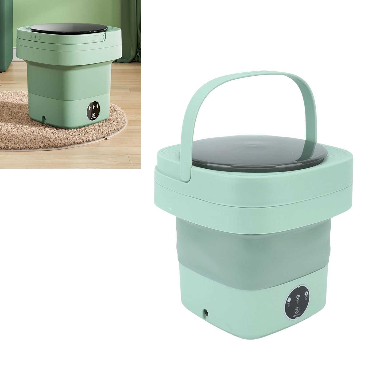 TOPINCN Mini Petite Machine à Laver Portable Pliable, 100-240 V pour Appartement Complet, Petit Lave-Linge Pliable Automatique pour Dortoir (Vert)