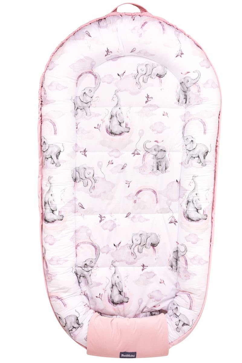 Bellochi Habarigani - Nido per neonati XXL, 100% cotone, 120 x 65 cm, con bordi protettivi, 0-9 m, Habarigani