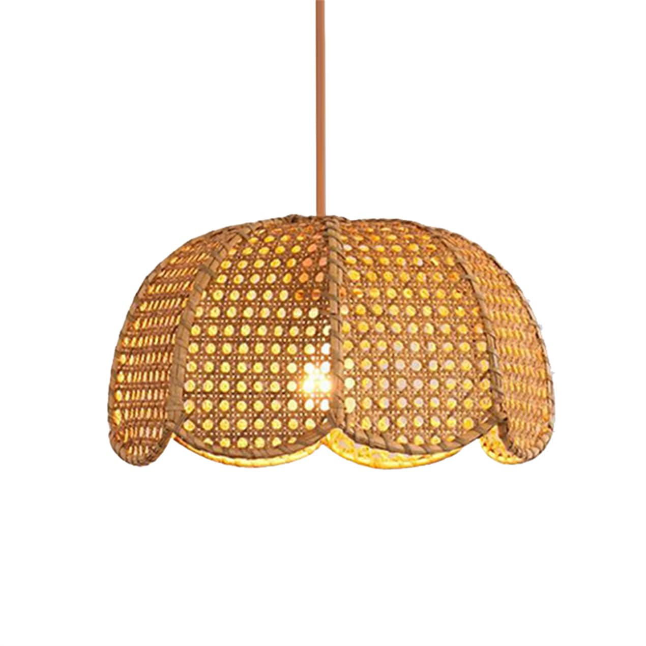 LQZCXMF Chandelier Boho Bamboo Light Fixture Hanging Rustic Island Lighting 1-Light Boho Farmhouse Dome Chandelier 15.7 Inch Handmade Design for Bedroom, Living Room, Entryway, Foyer Hanging Lamp