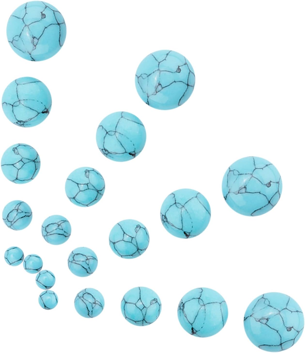 SUNNYCLUE 1 Box 100Pcs 5 Size Round Stone Cabochons Synthetic Turquoise Cabochons Beads 4mm/6mm/8mm/10mm/12mm Flatback Gemstones for Jewelry Making Dome Cameo Stone Dome DIY Carft Ring Blank Supplies