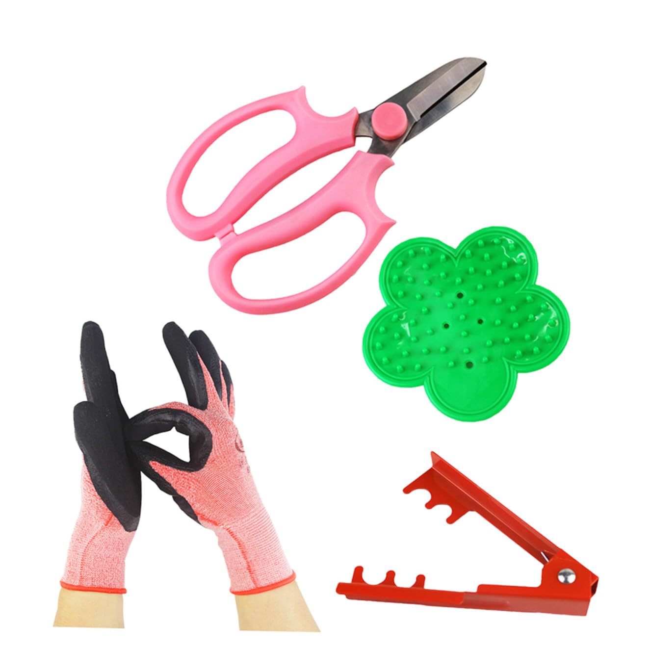 Ensemble d'Outils de Jardinage 4 Pièces pour Arrangements Floraux Comprenant Ciseaux à Fleurs Pince à Épines Moufles de Protection Matériel Robuste pour Fleuristes et Usage