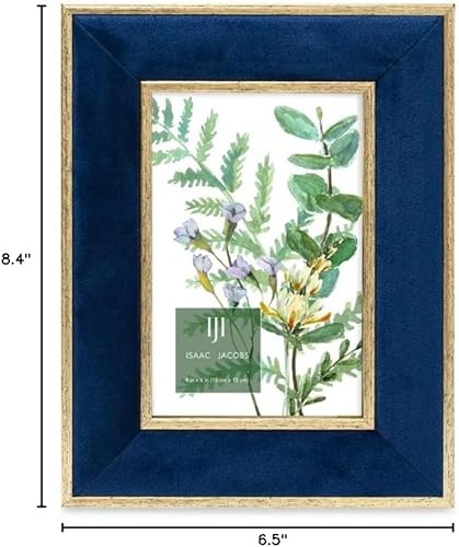 Miniatura 6 de Isaac Jacobs Marco de fotos de terciopelo azul marino de 4 x 6 pulgadas con doble borde dorado metálico, marco de fotos, horizontal y vertical,