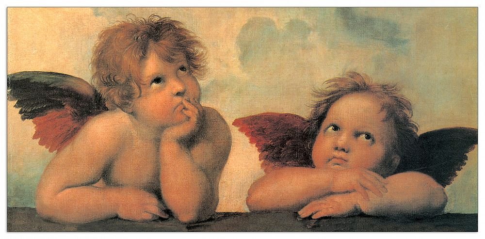 TW21456 RAFFAELLO-Madonna Sistina Dekorative Paneele, Holz, Multifarbiert, Maßnahmen: 100 x 50 cm