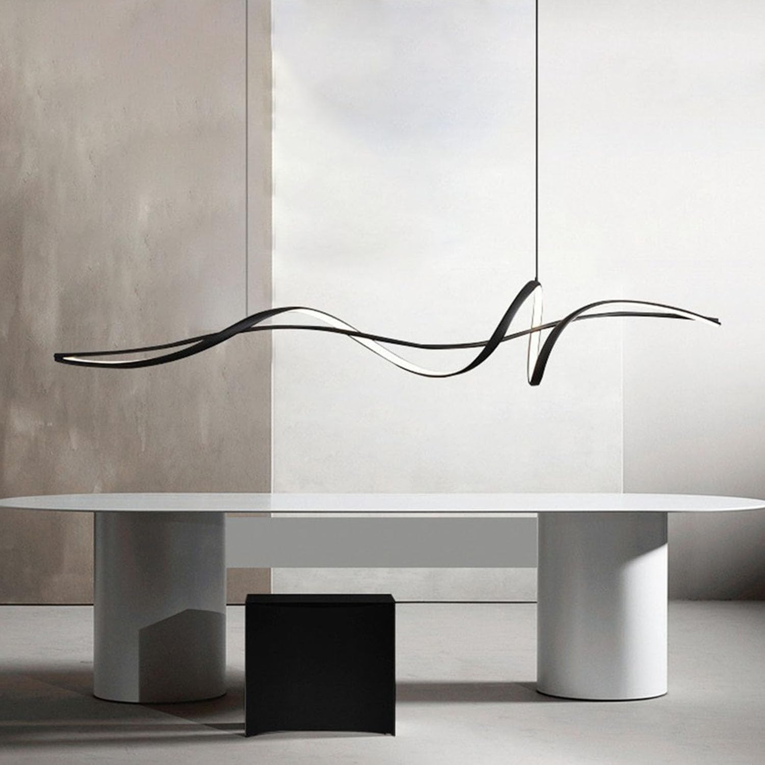 Lámpara Colgante LED Moderna para Comedor - Lámpara de Techo Regulable con Mando a Distancia | Ideal para Cocina, Oficina o Sala de Estar | Diseño Minimalista, Ahorro Energético (Negro, 120cm)