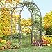 Plow & Hearth Montebello Decorative Garden Arbor Trellis with Gate, Scroll Design, Tubular Iron Structure with 7-Inch Ground Stakes, 53 W x 23 D x 84 H Burnished Bronze Finish