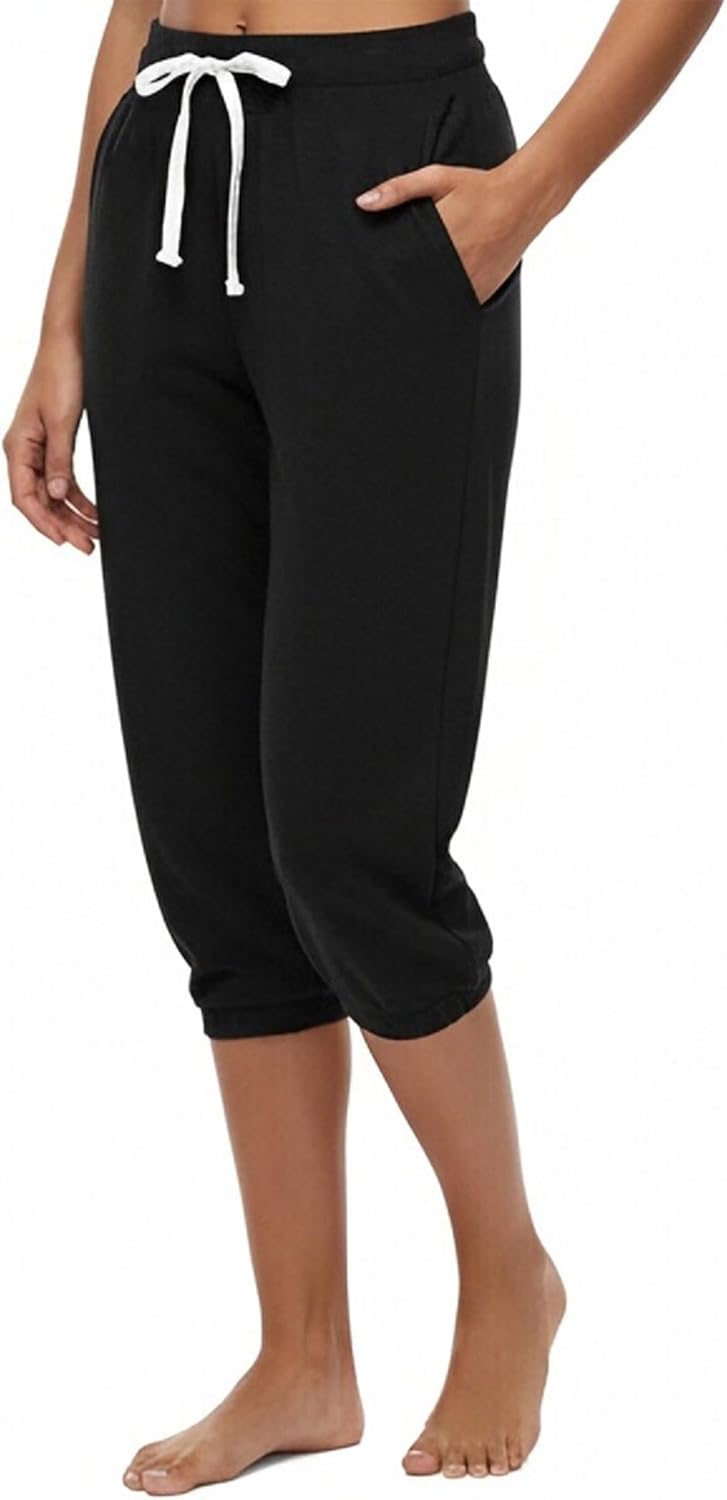 Women's Plus Size Capri Sweatpants Joggers Casual Sports Cropped Lounge Pants High Waisted Athletic with Pockets - Image 4