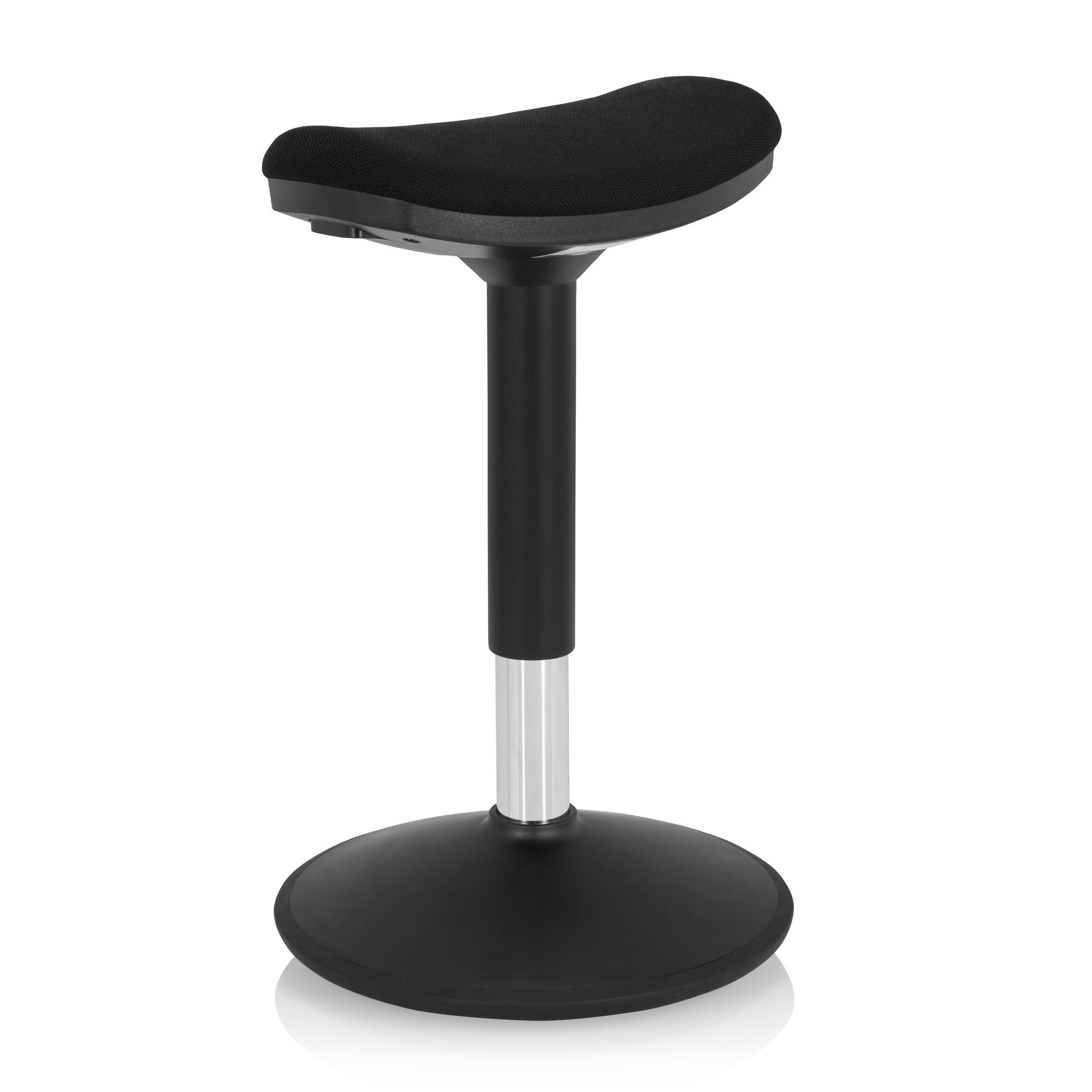 hjh OFFICE 830094 Tabouret Balance Sit I B Noir Tissu, Tabouret Assis Debout, Ergonomique, Réglable en Hauteur, pour Une Position Assise équilibrée et Active