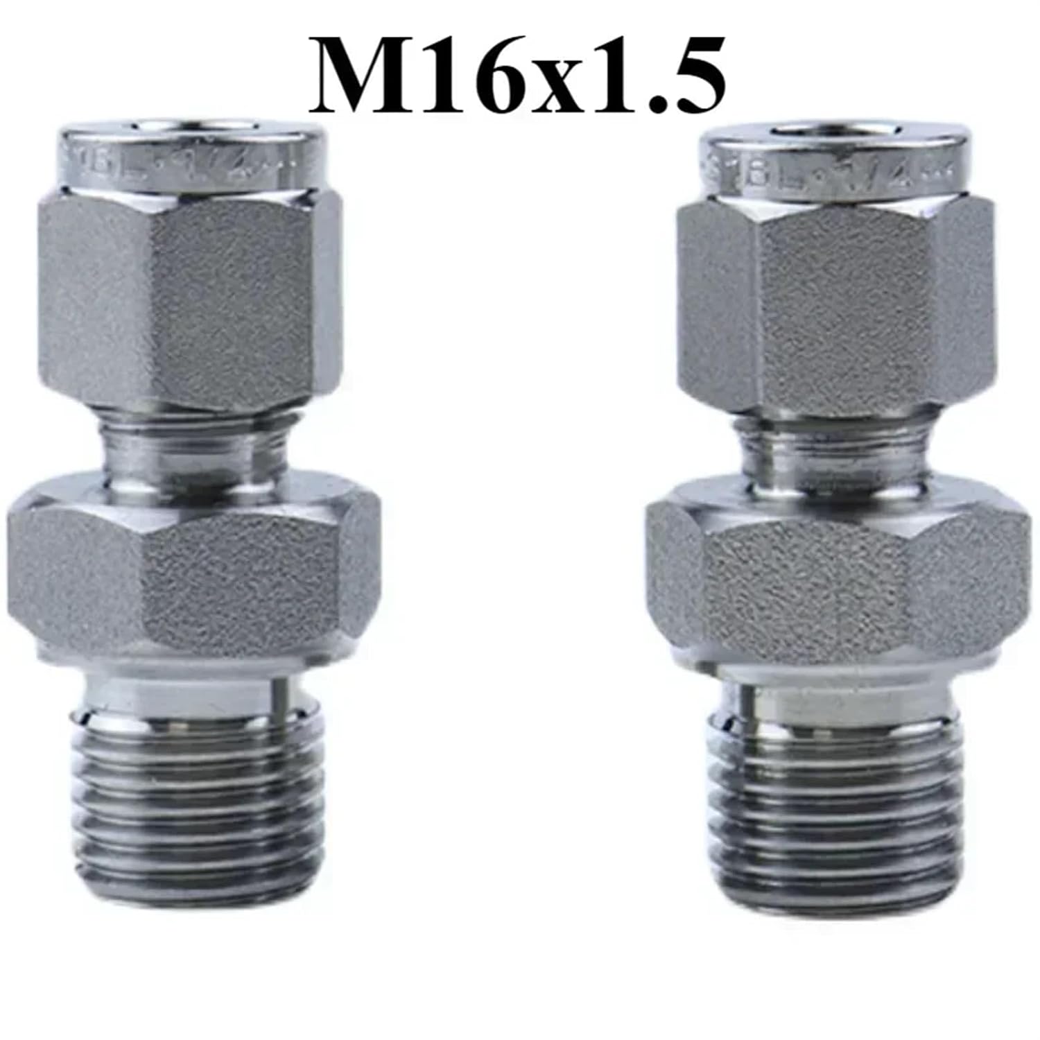 1pc M5 6 8 10 12 14 16 20 Metri Male x 2-12mm 1/16-1 Inch Tube Compression Union 316L Stainless Steel Pipe Fitting(M16x1.5,6MM_Thread)