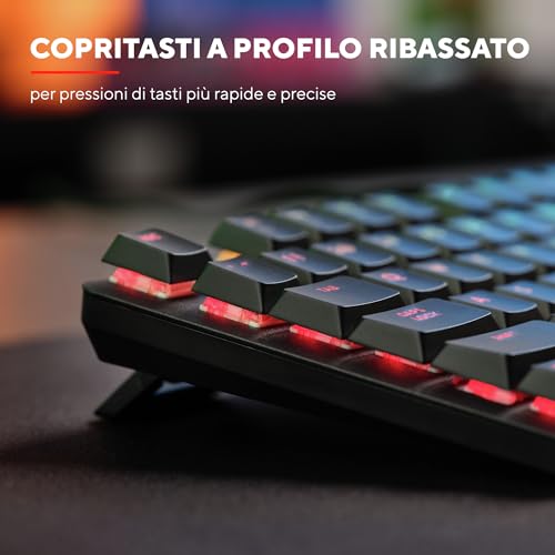 GXT 868 Torix Tastiera Meccanica Wireless Italiano QWERTY, Tastiera Gaming Ricaricabile RGB 2.4GHz, Batteria 100 Ore, Interruttori Huano Lineari, Tasti Programmabili, PC Laptop - Nero - Tastiera gaming - Immagine 7