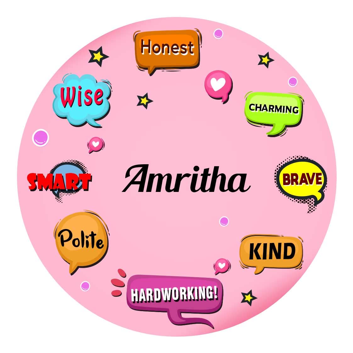 ARTBUG Amritha Name Customizable Stylish Fridge Sticker Magnet - Personality Trait Quotes - Happy Birthday Gift for Friend, Son, Daughter, Kids, Husband, Wife