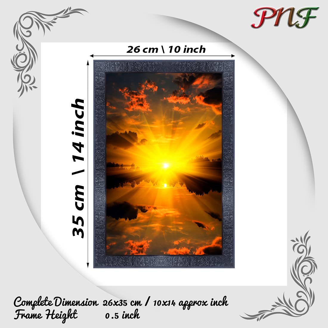 pnf Poster And Frames Vastu Sunrise Landscape Scenery Wooden Photo Frame With Acrylic Sheet | Living Room, Bedroom | Home Decoration | Best Gifting Option 13389